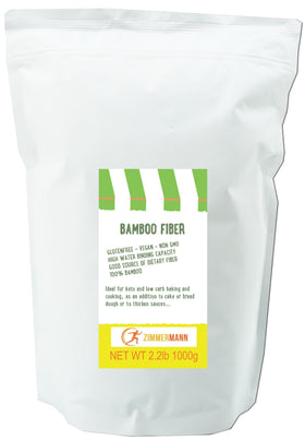 Zimmermann Bamboo Fiber packaging highlights 100% bamboo gluten-free keto flour