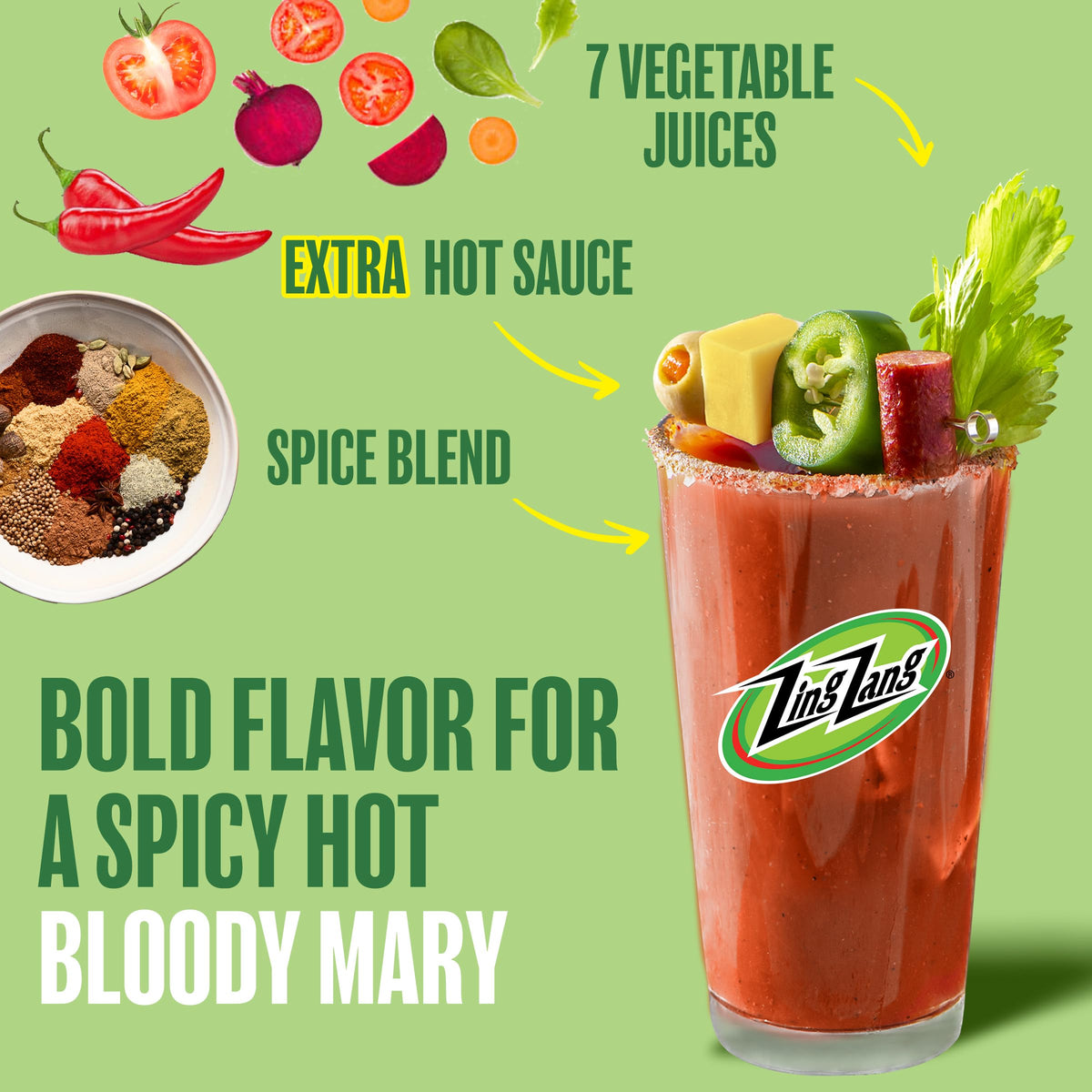 Zing Zang Blazing Bloody Mary Mix being poured with heat
