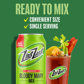 Label and ingredients on the Zing Zang bottle highlight a seven-vegetable blend.