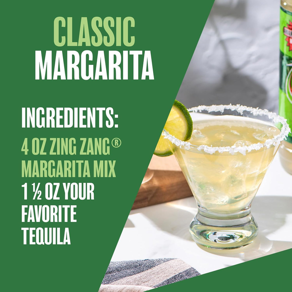 Pack of 3 Zing Zang Margarita Mix bottles displayed together for pantry stocking.