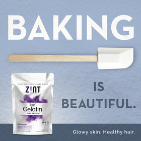 Zint Beef Gelatin close-up shows fine texture ready to dissolve easily.