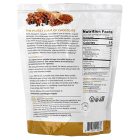 Zint Organic Cacao Powder closeup highlights antioxidant rich, paleo-certified, gluten-free ingredient.