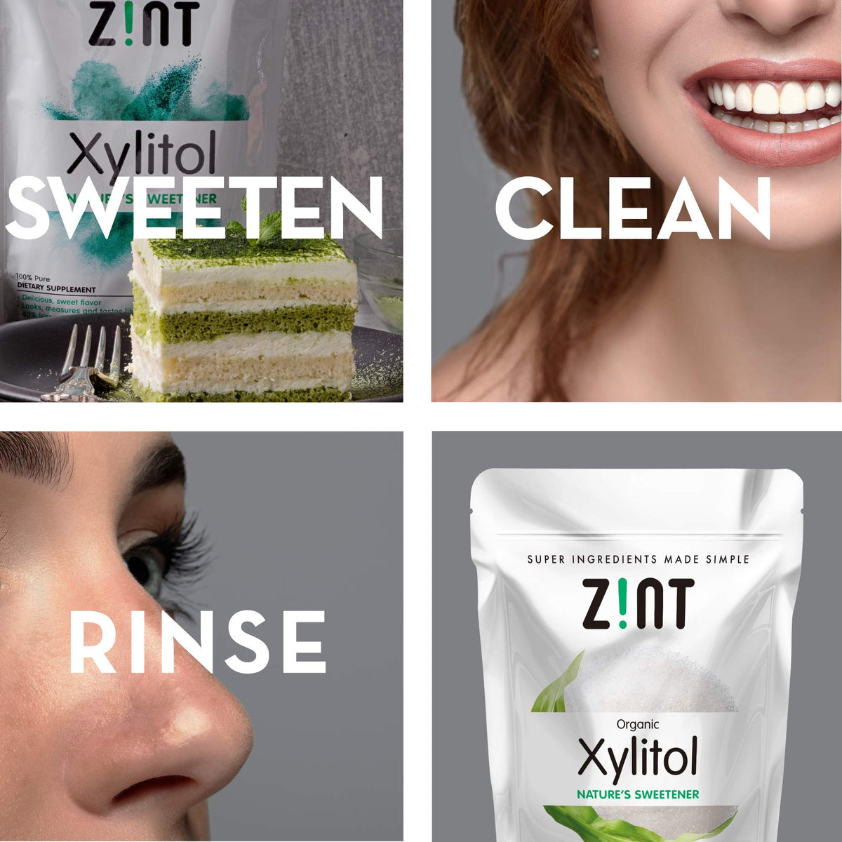 Zint Organic Xylitol organic-label emphasizes non-GMO origin and organic certification.