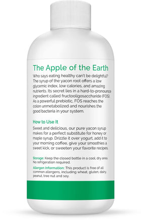 Zint Yacon Syrup organic label emphasizes USDA organic and non-GMO ingredients.