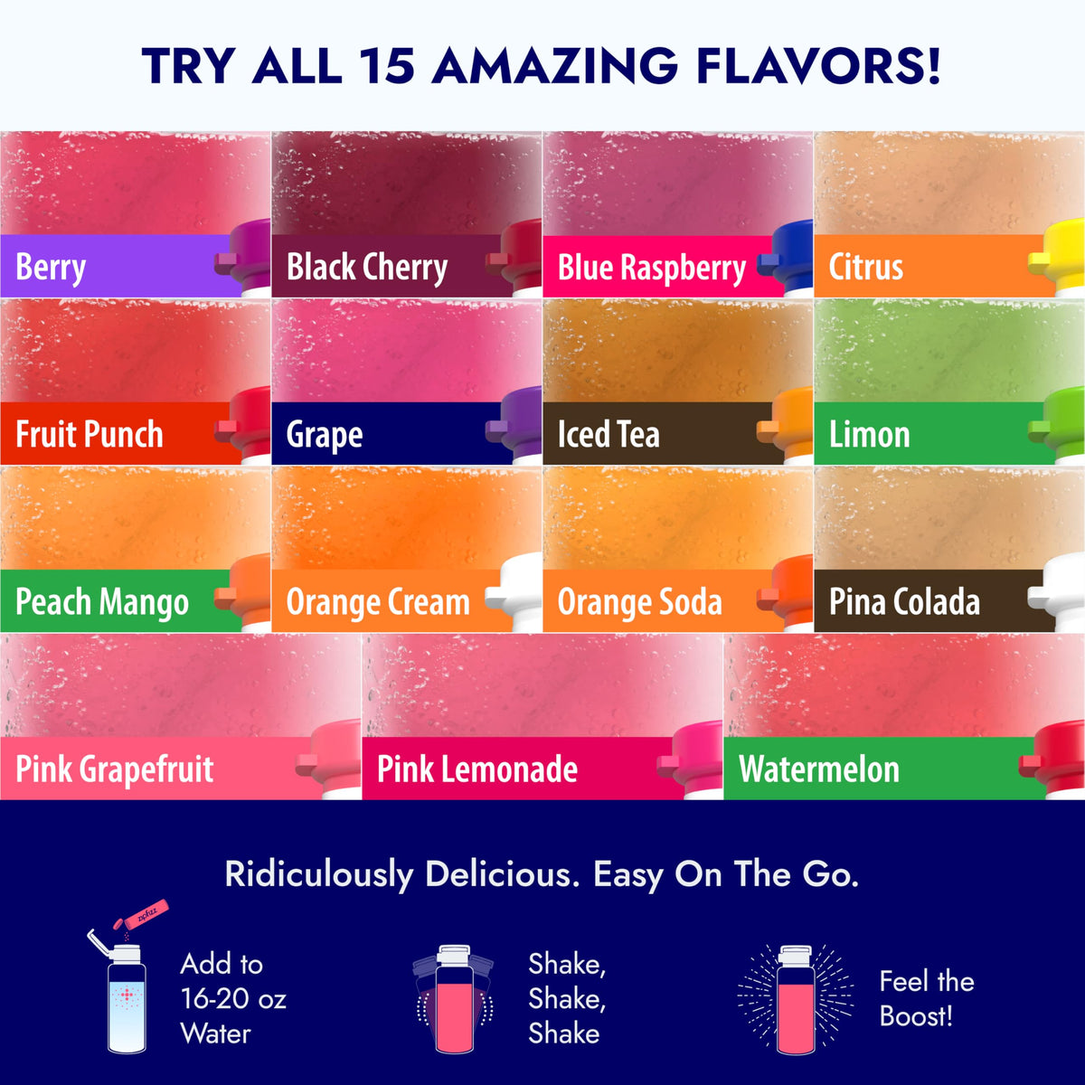 Zipfizz bottle with ice demonstrates on-the-go hydration ready to mix