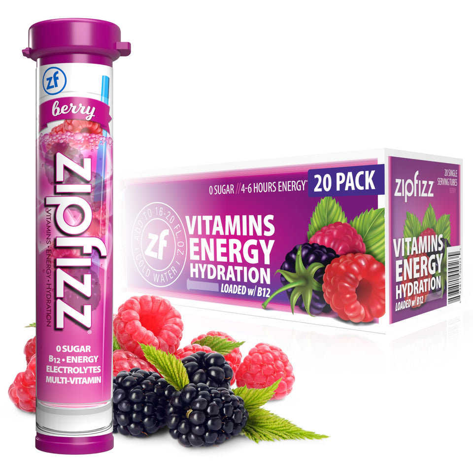 Zipfizz daily energy berry packet for sustained energy and hydration