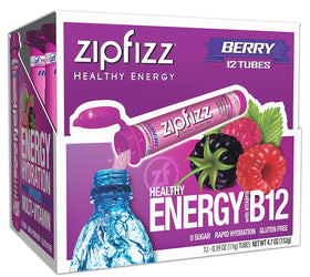 Zipfizz berry tube open showing powder for convenient on-the-go fueling.