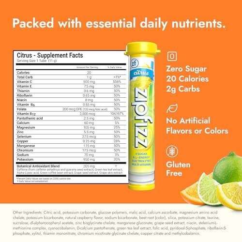 Zipfizz citrus glass with ice illustrates refreshing hydration option.