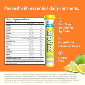 Zipfizz citrus glass with ice illustrates refreshing hydration option.