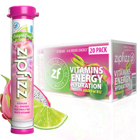 Zipfizz Dragon Fruit Lime powder tube ready to mix for hydration and energy.