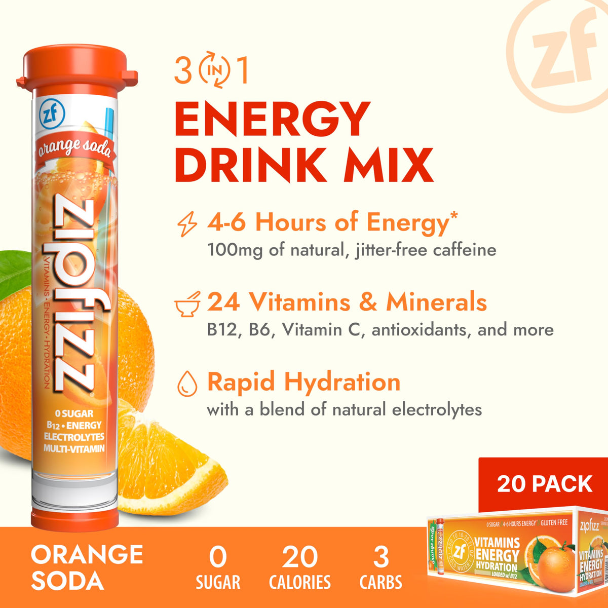 Zipfizz energy powder tubes in orange flavor