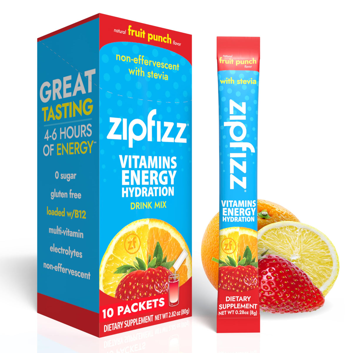 Zipfizz Fruit Punch sachet ready for on-the-go energy