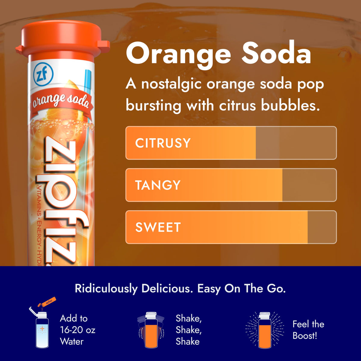 Zipfizz in a glass with water showing hydration and flavor