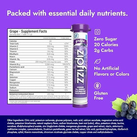 Zipfizz hydrate ready grape drink in a glass bottle