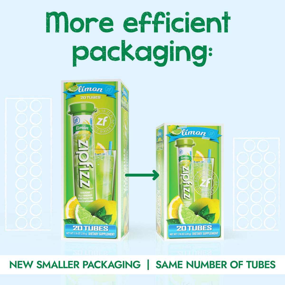 Zipfizz lemon-lime flavor dissolving in water for sugar-free hydration and energy.