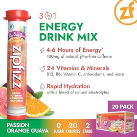 Zipfizz mixed drink into water in a glass emphasizing hydration and flavor