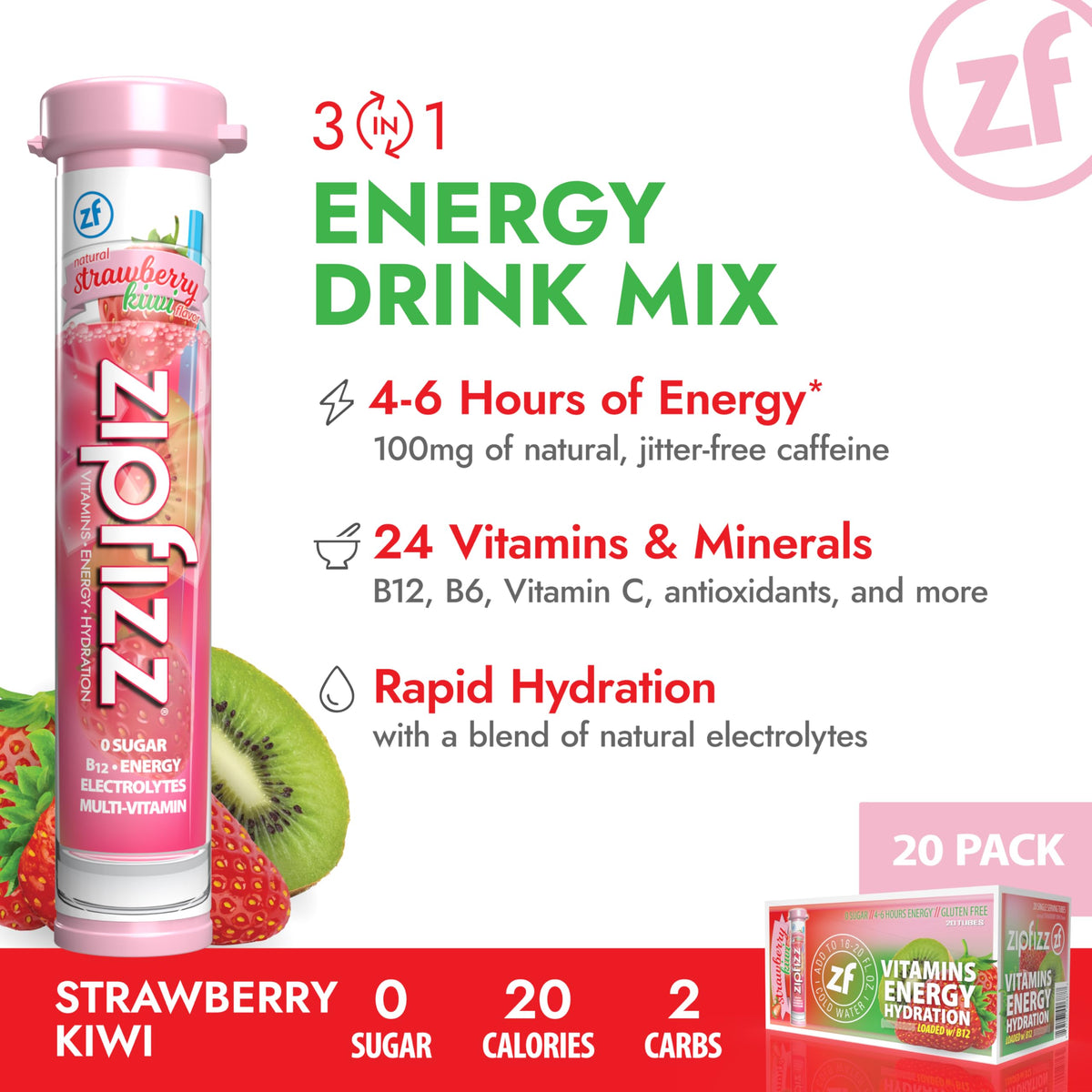 Zipfizz single-serving stick ideal for travel and busy days.
