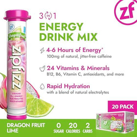 Zipfizz on-the-go sachet highlighting convenient energy boost.