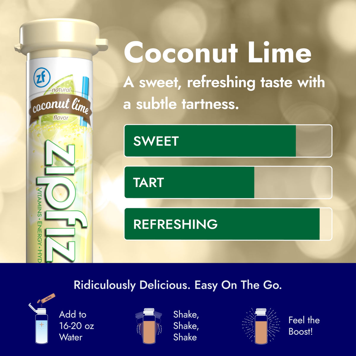 Zipfizz on-the-go usage illustrates post-workout hydration and energy.