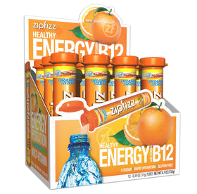 Zipfizz orange soda packet poured for a refreshing energy boost