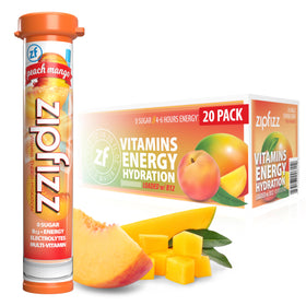 Zipfizz Peach Mango tube front for on-the-go energy.