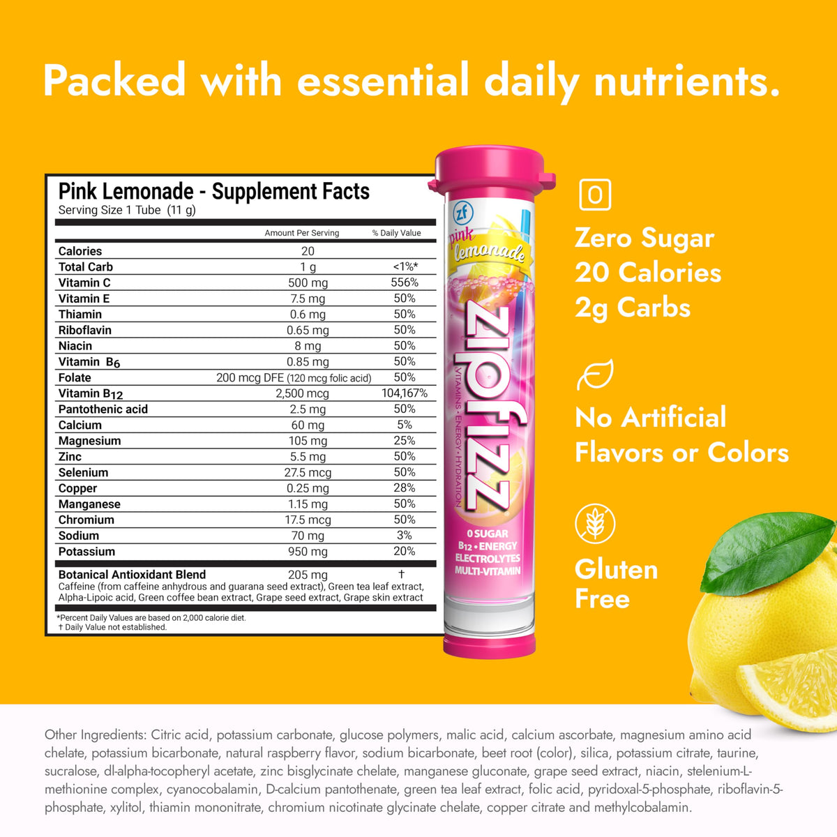 Zipfizz Pink Lemonade offers a low-calorie, refreshing option