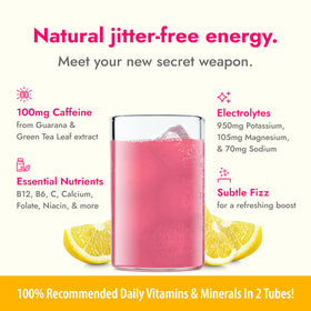 Zipfizz Pink Lemonade poured into a glass for refreshing flavor