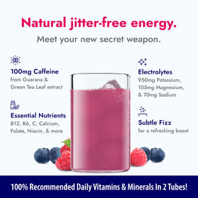 Zipfizz powder dissolving in water to create a refreshing electrolyte drink.