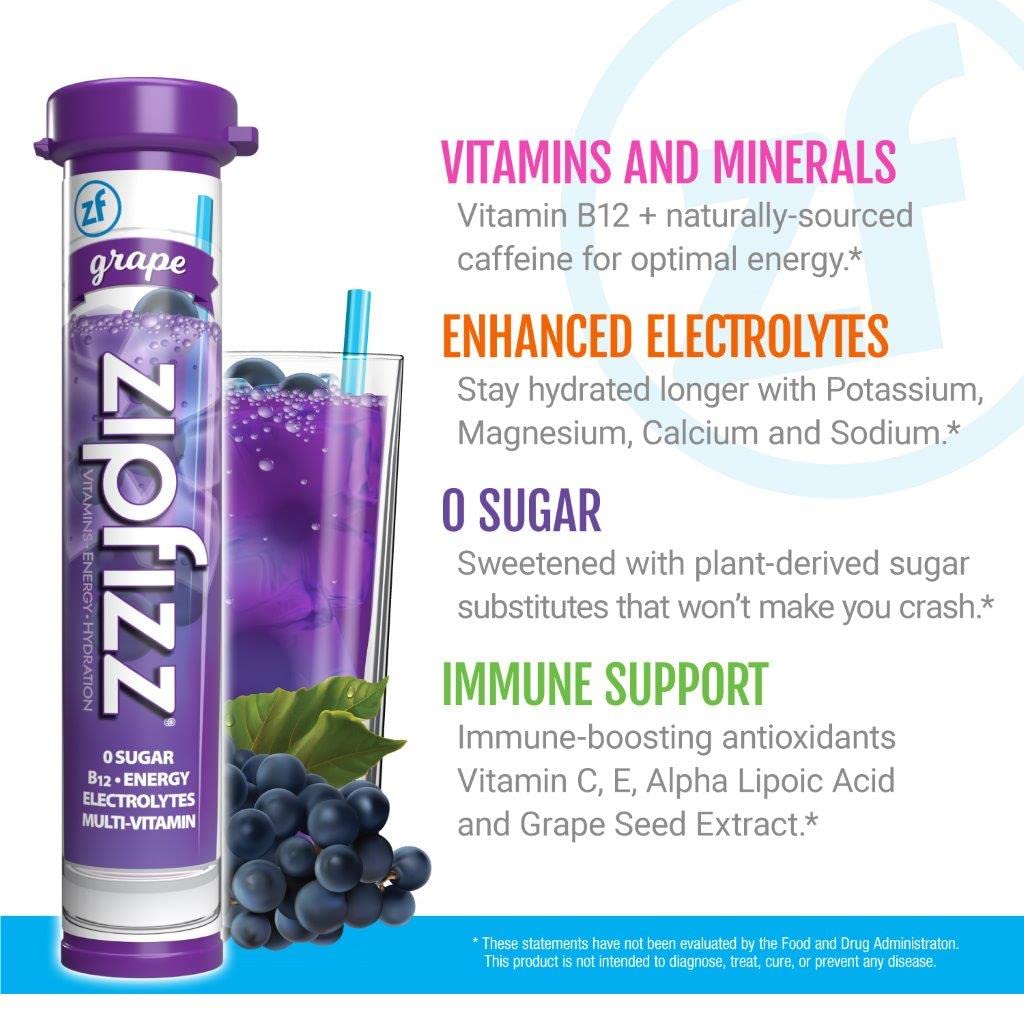 Glass with prepared Zipfizz drink ready to sip