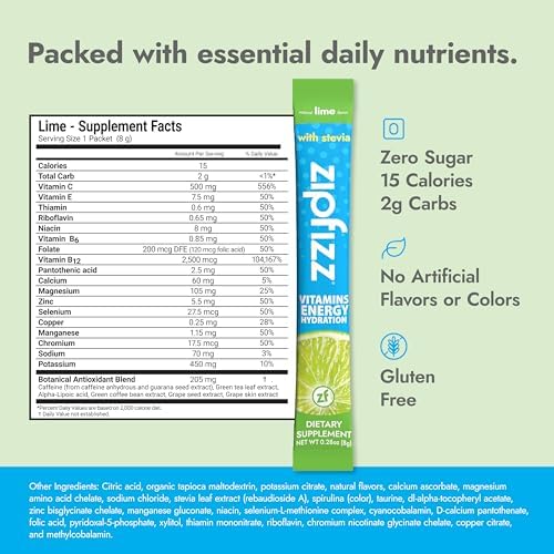 Zipfizz Lime drink in glass showing refreshing, non-fizzy flavor and hydration.
