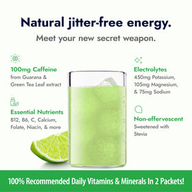 Zipfizz Lime nutrition panel highlighting vitamins and electrolytes.
