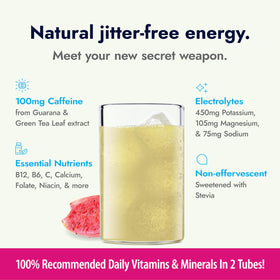 Zipfizz bottle nutrition label highlighting vitamins and electrolytes.