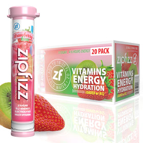 Zipfizz strawberry kiwi tube provides convenient, sugar-free energy.