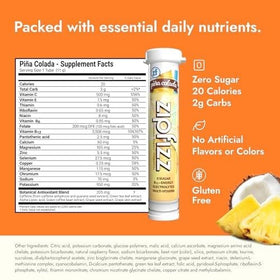 Zipfizz sugar-free label emphasizes zero sugar and low carb