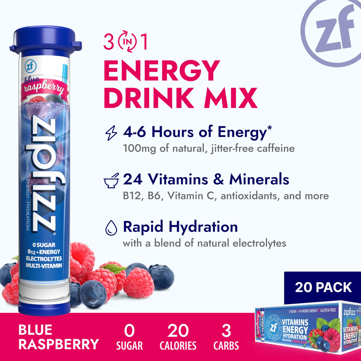 Zipfizz tube opening shown for a portable energy boost on the go.