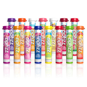 Zipfizz variety-pack tubes front shows 15 flavors for daily energy and hydration