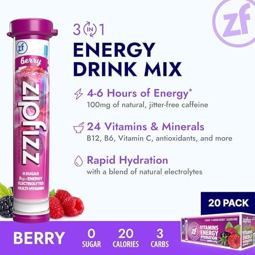 Zipfizz water mix with berry powder creating a vibrant workout-ready beverage