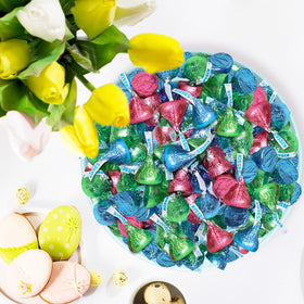 Zisbers candy buffet display with pastel chocolates boosts party visuals