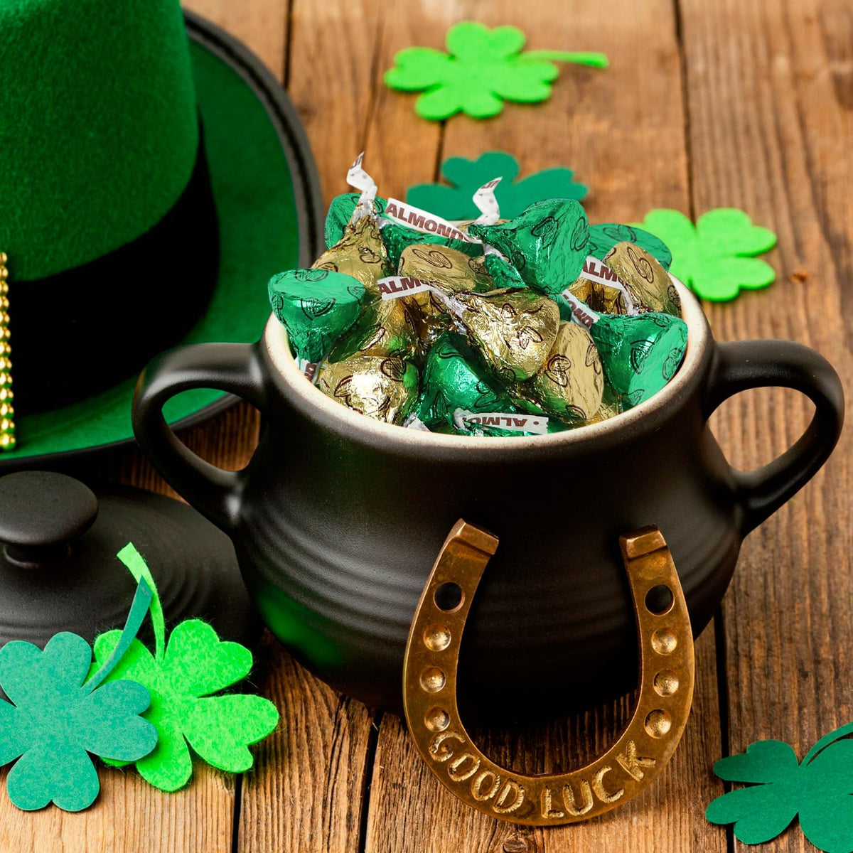 Zisbers green foil-wrapped chocolates add festive color to Saint Patrick's Day displays.