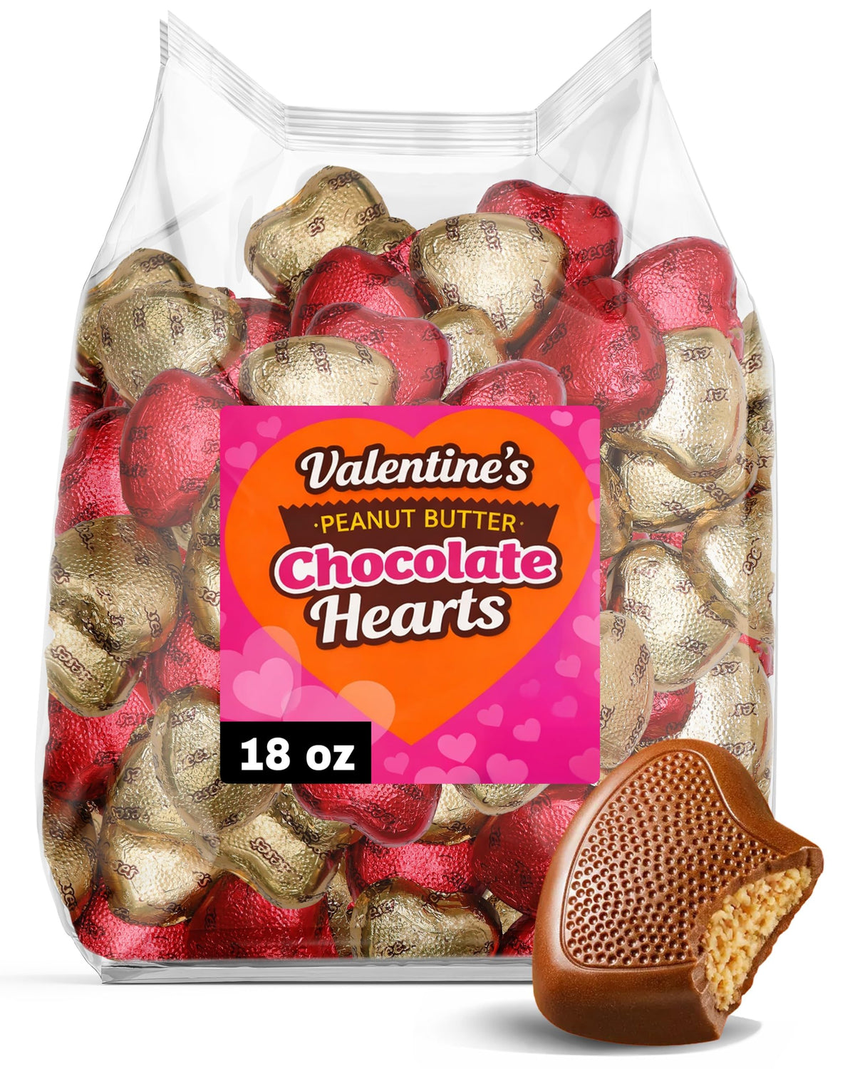 Zisbers Valentine milk chocolate peanut butter heart; ideal for classroom sharing and gift bags.