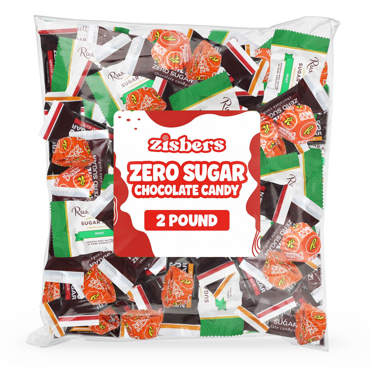 Zisbers zero-sugar bulk chocolate variety pack with mint patties for gifts and party buffets
