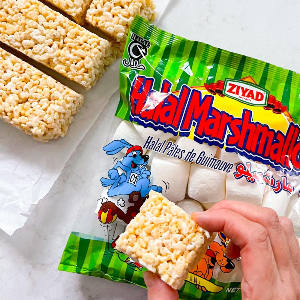 Ziyad halal marshmallows arranged on a festive holiday dessert tray.