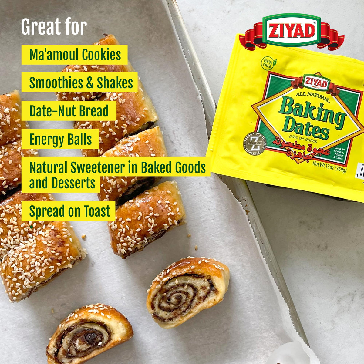 Ziyad Pure Date Paste in a smoothie highlighting natural sweetness.
