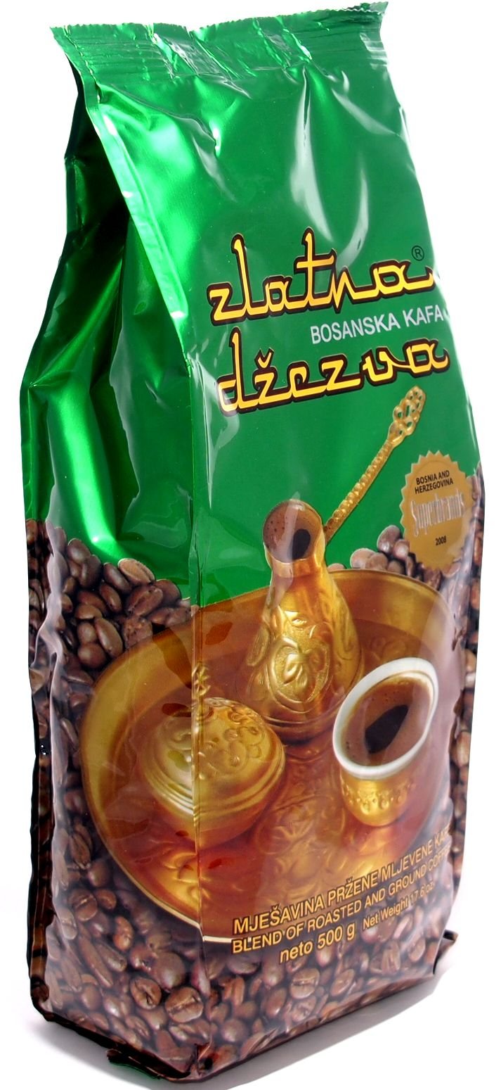 Zlatna Dzezva ground coffee bag for authentic Bosnian brew