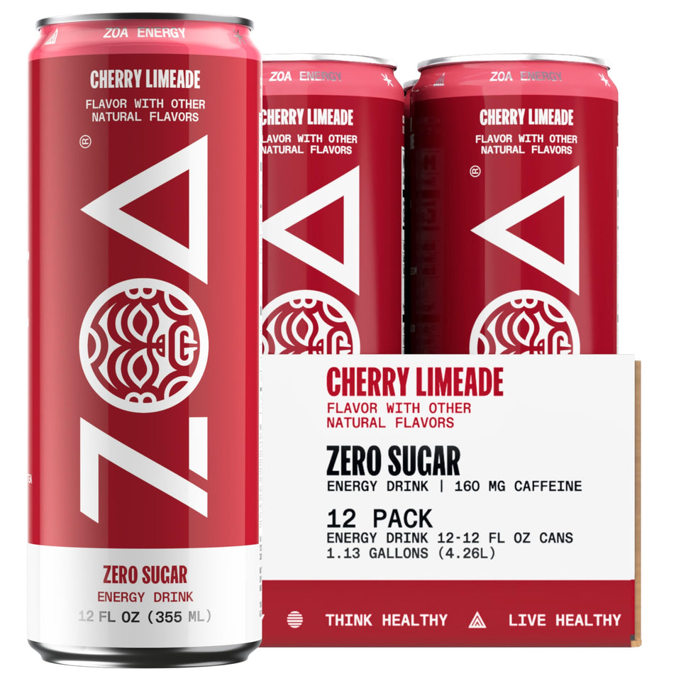 ZOA Cherry Limeade can for zero sugar energy on the go and daily vitamin C