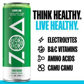 ZOA Energy Lemon Lime in the fridge ready for on-the-go hydration