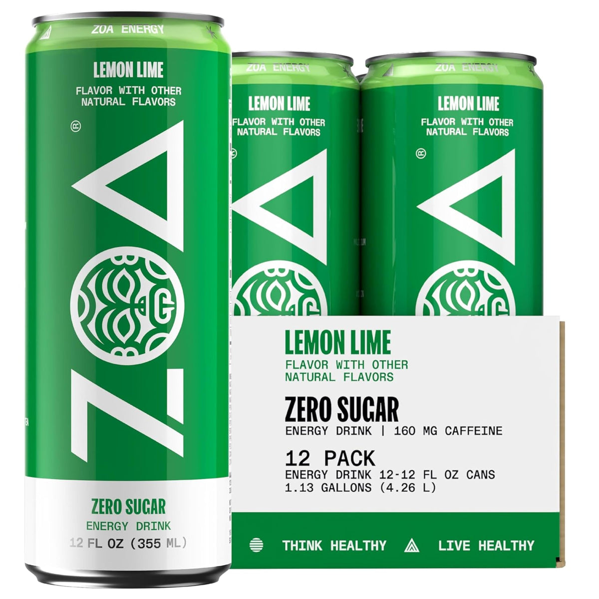ZOA Energy Lemon Lime can front view highlighting a refreshing hydration option