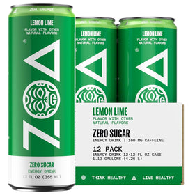 ZOA Energy Lemon Lime can front view highlighting a refreshing hydration option