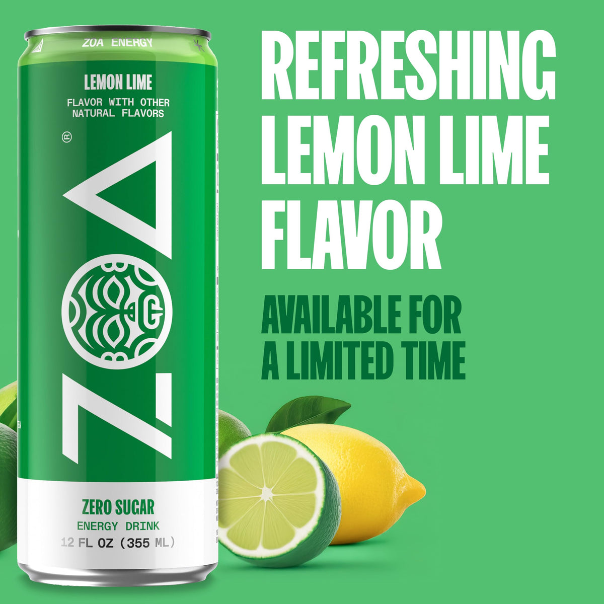 ZOA Energy Lemon Lime on an office desk ready for a focused boost