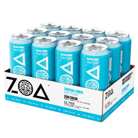 ZOA Tropical Punch can top view shows bright branding and premium packaging
